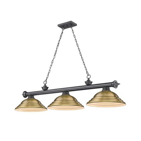 Z-LITE Cordon 3 Light Billiard, Bronze Plate & Rubbed Brass 2306-3BP-SRB